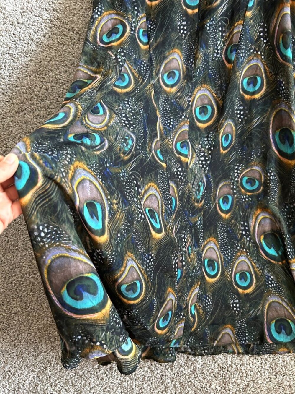 Show Me Your Mumu Women's Sz L Peacock Feather Print Maxi Skirt - Picture 3 of 10